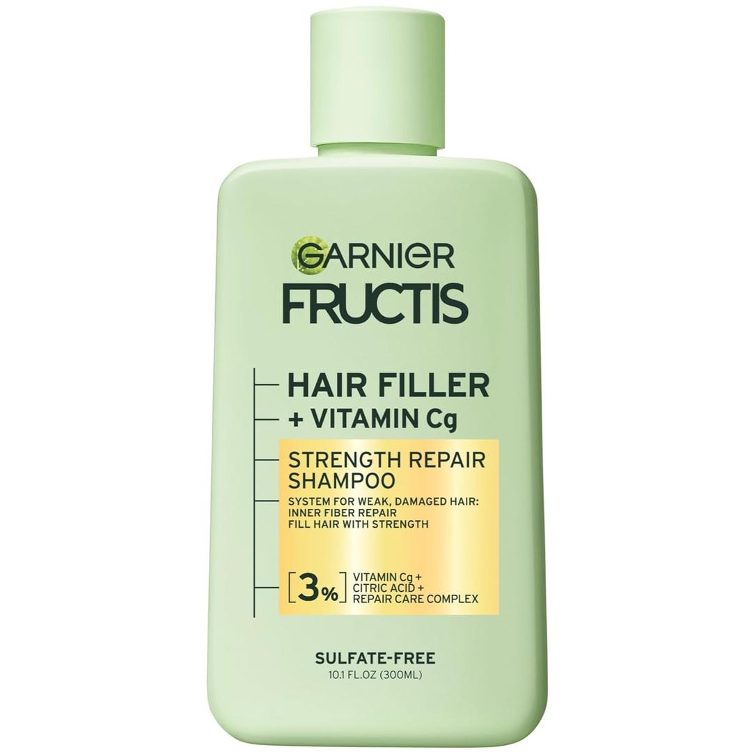 Garnier Fructis Hair Filler Strength Repair Shampoo with Vitamin Cg, Sulfate Free Shampoo for Weak, Hair, 10.1 Fl Oz, 1 Count