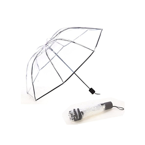 Clear Transparent Folding Auto Open/Close Umbrella w Reinforced Steel Ribs (Black Rim) Fast ePacket Shipping