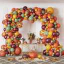 182 Pcs Fall Balloon Garland Arch Kit, Burnt Orange Red Sage Green Mustard Yellow Metallic Gold Balloons Garland Kit for Thanksgiving Autumn Fall Birthday Baby Shower Party Decorations