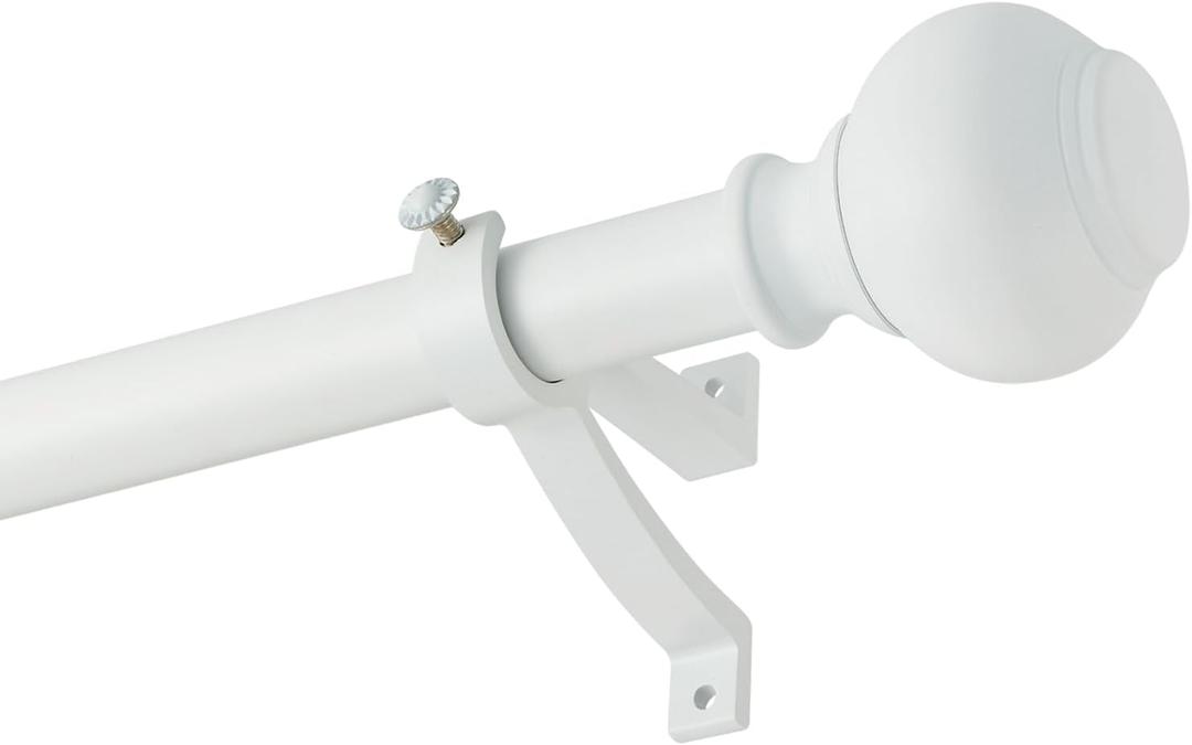 Matte White Window Curtain Rods 72 to 144 Inch, Adjustable Curtain Rod,Heavy Duty Window Rods,Thicken Sturdy Drapery Rods,Single Telescoping Decorative Curtain Rod for Window