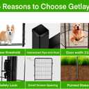 Getlay Garden Fencing 48in High, 8 Panels Total 17.7 Ft(L) Dog Fence Outdoor for Yard, Gate 21 in Wide with Low Sills. Lattice Panels for Outside, Dog Digging Fence Barrier, Garden Fences and Borders