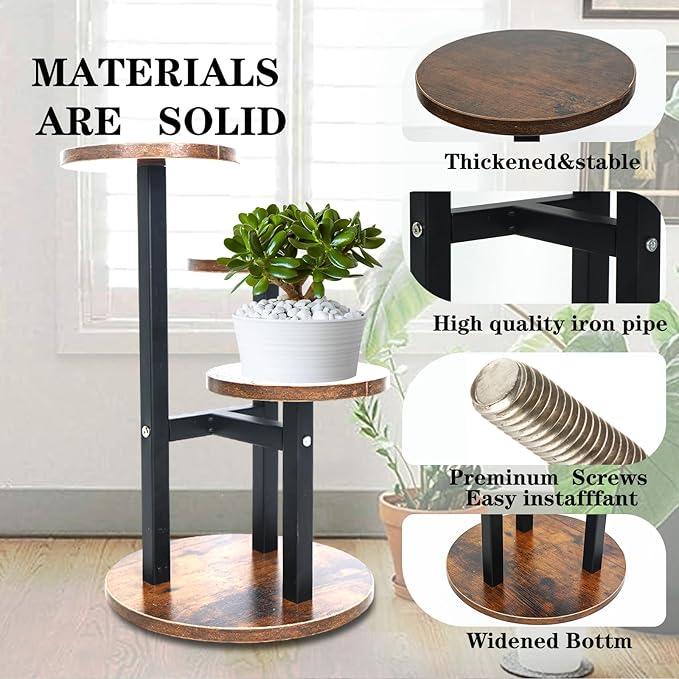 3-Tier Wooden Plant Stand - Small and Sturdy Shelf for Indoor and Outdoor Flower Pot Display, Perfect for Corners, Desks, and Tables