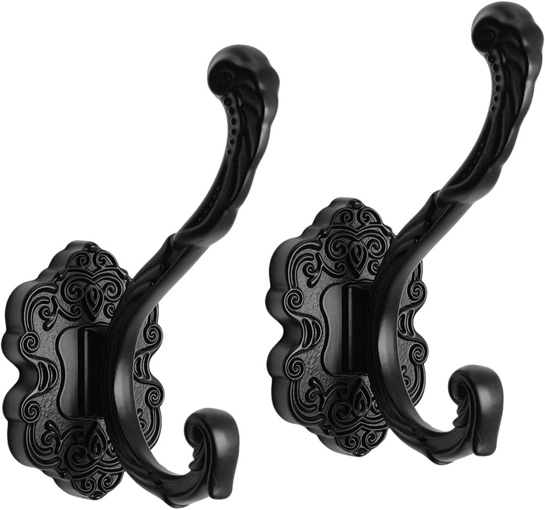 2-Pack Vintage Pteris Dragon Wall Hooks, Heavy Duty Decorative Coat Hooks for Wall, Rust-Resistant Mounted Key Hooks for Coats, Towels with Easy Installation Kit