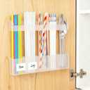 2 x 9.5'' Thickened Large Acrylic Straw Holder for Cabinet Door, Reusable Tumbler Straw Organizer Storage, Straws Storage Dispenser with Ultra Sticky Adhesive, Adjustable Two-Part Straws Organizer (Matte)