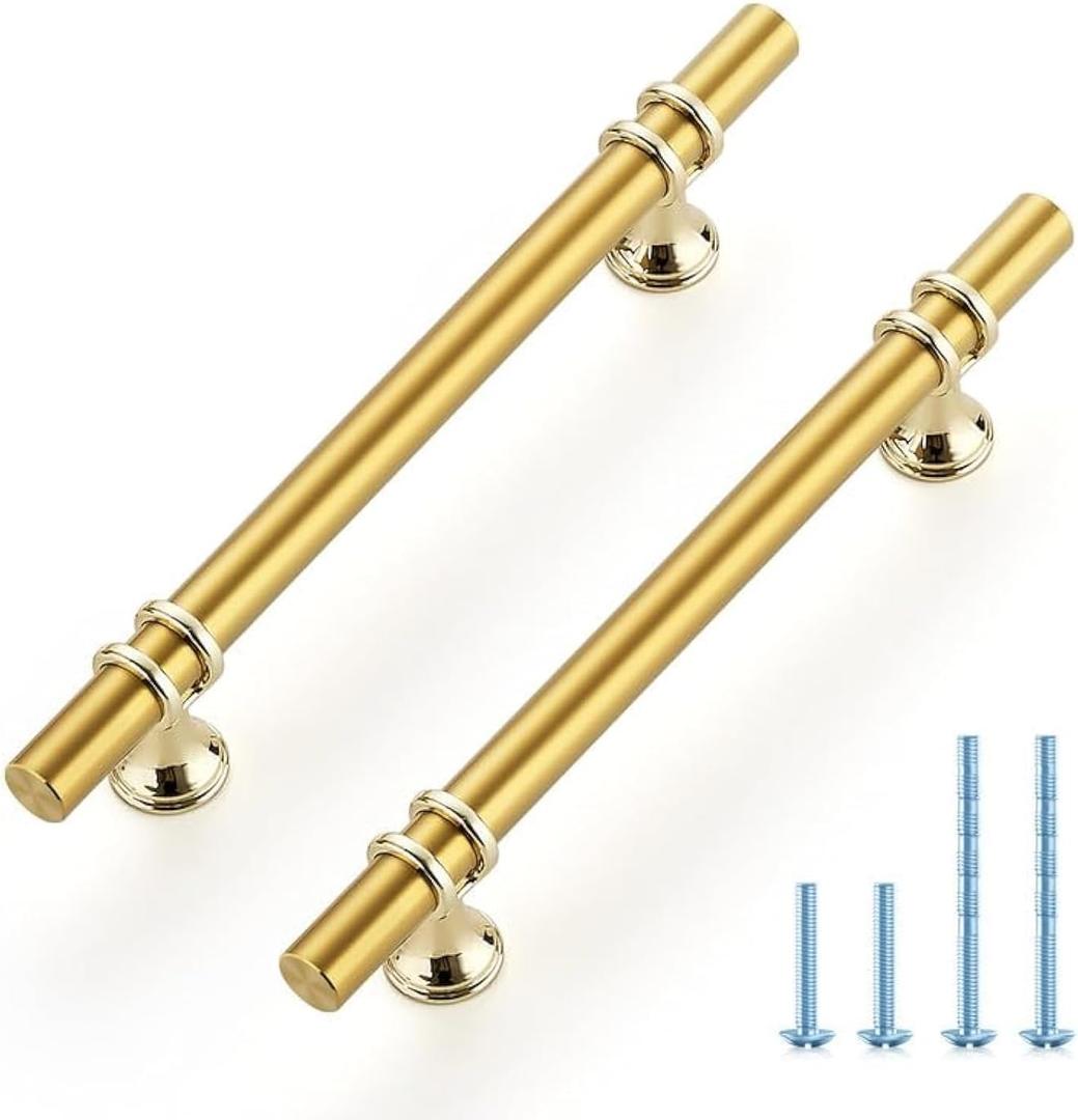 Ravinte Hardware 20 Pack 7.38 Inch Gold Cabinet Pulls Handles Kitchen Cabinet Hardware Dresser Cupboard Handles Drawer Pulls 5 Inch CC (5 Inch Hole Center, Brushed Brass)
