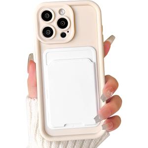 Lovmooful Compatible for iPhone 13 Pro Max Case Cute Color Card Holder Design for Girls Women Soft TPU More Shockproof Protective Girly for iPhone 13 Pro Max Case-White
