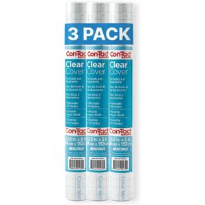 Con-Tact Brand Clear Adhesive Protective Liner to Cover Books and Documents, 13.5-Inches x 5-Feet (Pack of 3), 13.5x60 inches
