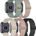 5 Pack Elastic Nylon Watch Band Compatible with Amazfit Bip 6/ Bip 5/Gtr 4/Gtr 3/Gtr 2/47mm/Balance, 22mm Elastic Watch Strap for Men and Women (Black/Starlight/Rose Pink/Cactus/Stone)