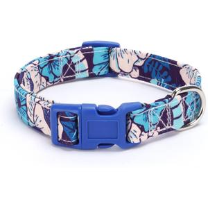 Dog Collar for Small Medium Large Dogs, Adjustable Soft Puppy Collars with Quick Release Buckle Walking Running Training (L, Dark Blue)