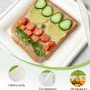 ECOLipak 150 Piecs Compostable Square Plates, 6 inch Eco-friendly Heavy Duty Biodegradable Sugarcane Disposable Paper Plates for Party Dinner Birthday