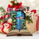 3 x GEEMBI Book Lovers Gifts for Women - 2D Flat (Not 3D) Suncatcher Mushroom Christmas Ornaments 2025 - Bookish Gift for Readers Librarian, Christmas Ornament Gifts for Teacher, Fantasy Xmas Decorations (Emerald - Enchanted Tales)