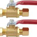 Joywayus Brass Shut Off Ball Valve 3/8" Compression x 3/8" Compression 2-Way Hose Valve Fitting (Pack of 2)