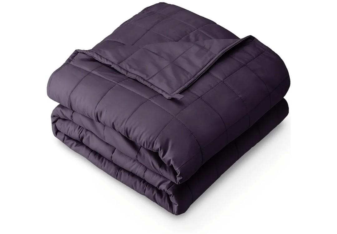 Bare Home Weighted Blanket Full or Queen Size 15lb (48" x 72") for Adults - All-Natural 100% Cotton - Premium Heavy Blanket Nontoxic Glass Beads (Eggplant, 48"x72")