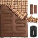 KingCamp Double Sleeping Bag for Adults, Queen Size 2 Person XXL Flannel Sleeping Bag, Waterproof Lightweight Flannel Quilt with 2 Pillows, Perfect for Couples Family Camping Hiking