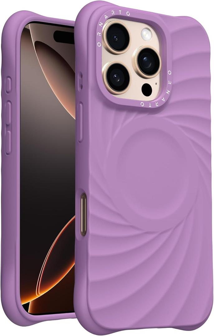 ORNARTO Vortuxe for iPhone 16 Pro Max Case 6.9" | 2X MIL-STD Drop Protection | Compatible with MagSafe | Sleek Aesthetic Liquid Silicone Phone Cover - Lilac