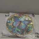 Cinnvoice Outdoor Side Table Round Small Mosaic Patio Accent Indoor End Plant Coffee Tea Table for Yard Patio Porch Garden Living Room, Bedroom(Butterfly Style,18 Inch)