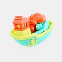 Boat Kids Bath Toy Set – 17 Pcs Toddler Pool Toys with Stacking Cups, Toy Ferry Boat, Train, 2 Cars & A Helicopter Addition for Fun Water Play, Toddler Bath Toys for 1 Year Old & Up