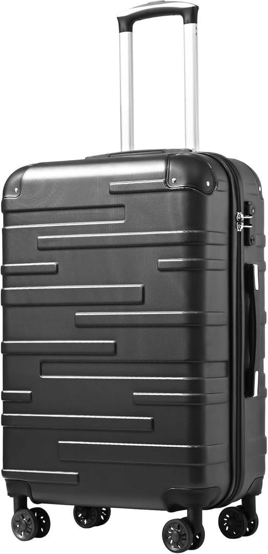Coolife Luggage Suitcase Carry-on Hardside Travel Luggage TSA Lock Spinner Telescopic Handle (Grey)