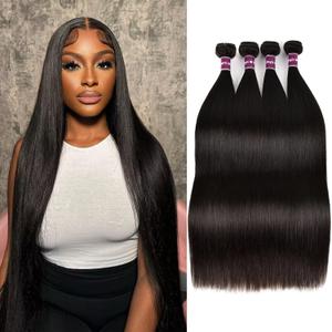 12A Straight Human Hair Bundles 22 24 26 28 Inch 100% Unprocessed Brazilian Virgin Raw Weave 4 Bundles Deals Real Natural Black Wavy Human Hair Extensions 1B for Women