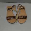 DREAM PAIRS Women's Ankle Strap Flat Sandals Open Toes One Band Buckle Summer Dressy Sandals (5.5, Leopard)