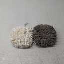 2-Pack Chenille Fuzzy Ball Hand Towels, 7.1 Inch Fuzzy Ball Hand Towels for Bathroom, Fast Drying Ball Towel with Loop Hanging Kitchen Towels for Kitchen Decor(1 White & 1 Grey)