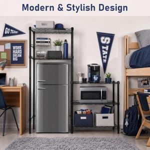 Threehoney Mini Fridge Shelf Stand with Metal Storage 3 Shelf Add on, Black
