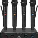 MELONARE 4-Channel Wireless Microphone System, UHF Compact Cordless Mic Set w/ 4x10 Frequencies, 200ft Range, Dynamic Handheld Microphone for Singing, Karaoke, Church, DJ, Wedding (MWM-41-4H)