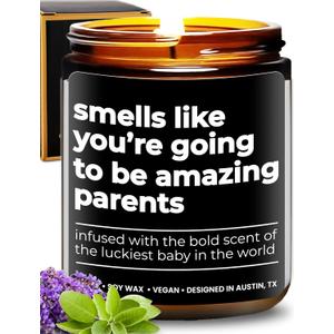 Amazing Parents Candle, Unique Gifts for New Parents for Mother's Day & Father's Day, New Parent Gifts for Couples, Gender Reveal Presents for Mom and Dad to Be, Gift-Ready