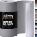 GORILLA GRIP DripGuard Shelf Liner, Non-Adhesive Drawer and Kitchen Cabinet Protector, Strong Grip Slip Resistant Underside, Smooth Surface Liners for Cabinets, Bathrooms, Closets, 17.5x120 Inch, Gray