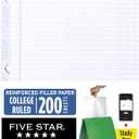 Five Star Loose Leaf Paper + Study App, College Ruled Filler Notebook Paper, Reinforced, Fights Ink Bleed, 8-1/2" x 11", 200 Sheets (170054-ECM)