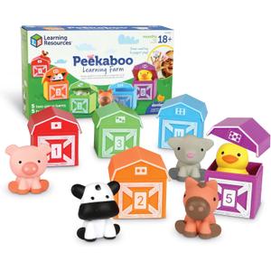 Learning Resources Peekaboo Learning Farm - 10 Pieces, Ages 18+ Months Toddler Learning Toys, Counting and Sorting Toys, Farm Animals Toys, Easter Basket Stuffers