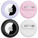 Citymore for Air Tags-4 Pack Apple Kids Hidden Case, for Apple Air Tag,Silicone Airtag Holder with Safety Pins Tracker,Anti Lost, for Kids Elderly, Luggage, Clothing(Black White Pink Purple)