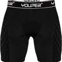 Youper Youth Elite Compression Padded Sliding Shorts w/Cup Pocket for Baseball, Football (Black, S)