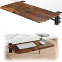 ETHU Ergonomics Desk Extender Tray, 25.6"x11.4" Large Size Foldable Keyboard Drawer Tray Clamp On, Armrest Support for Home and Office (Wood)