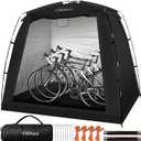 Chihee Bike Covers Shelter Bicycle Storage Sheds Travel Bike Tent Portable Waterproof Bicycle Cover for 2-3 Bikes 2 Doors Outdoor Storage for Motorcycle Garden Tools Lawn Mower All Seasons Easy Setup (Black)