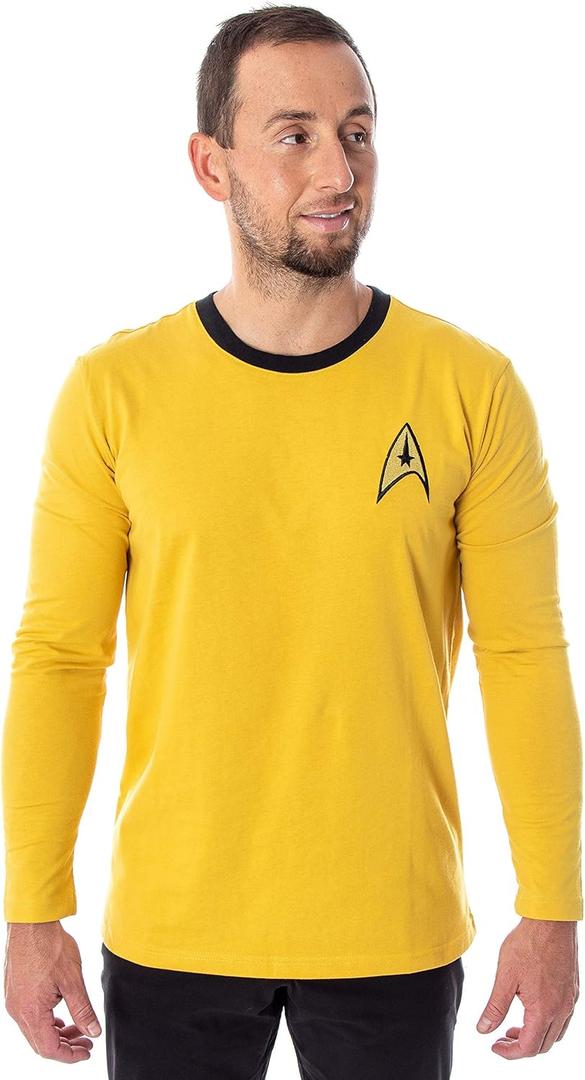 Star Trek The Original Series Men's TOS Costume Long Sleeve Tee Shirt - (Captain Kirk, XXX-Large)