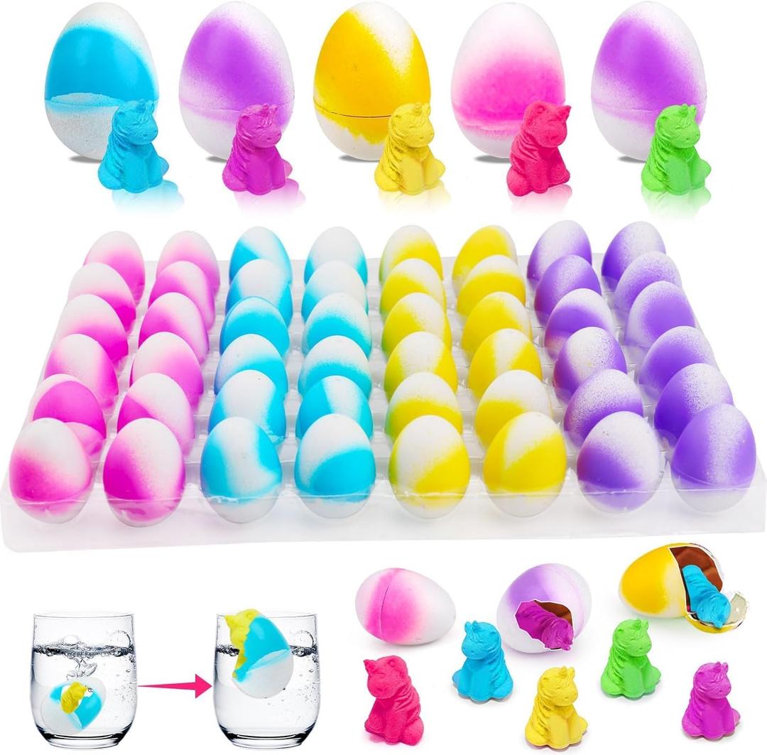 48PCS Kid Party Favors Hatching Unicorn Egg Goodie Treat Bag Stuffers Classroom Carnival Prize Small Toy Bulk Pinata Fillers Birthday Gift Girl Boy Treasure Box Grow in Water Party Supplies 3-5 4-8 Up