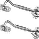 WINSOON 4 inch Hook and Eye Latch for Door 2 Pack, Privacy Eye Hook Latch, Rust-Resistant Metal Gate Latch, for Indoor and Outdoor, Gates, Bedrooms, Bathrooms, Sliding Doors, Fences, Windows-Silver