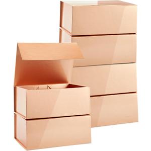 Stockroom Plus 6 Pack Magnetic Gift Boxes with Lids, 9.5 x 7 x 4 Inches for Birthday, Wedding, Groomsman and Bridesmaid Proposal Box (Rose Gold)