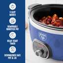 GreenLife 6QT Slow Cooker, Non-Toxic PFAS-Free Ceramic Nonstick Removable Interior Bowl, Programmable, Family Friendly, Keep Warm, Stovetop & Oven Safe, Dishwasher Safe Crock, Timer, Glass Lid, Blue, 6 Quarts