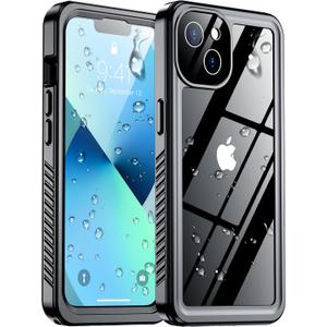 Red2Fire 2024 New for iPhone 13 Case Waterproof,[Built-in Screen Protector & Camera Protector][Full Body Shockproof][IP68 Underwater][Dustproof][Dropproof] Phone Case for iPhone 13 6.1" Black/Clear
