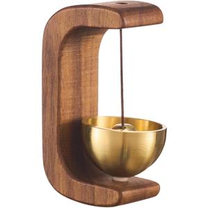 Magnetic Shopkeepers Bell for Door Opening - Vintage Wooden Wind Chime Doorbell with Brass Bell, Dopamine Decor & Wireless Adhesive Door Chime for Front Porch, Wall, Garden, Shop, Housewarming Gift (Coffee)