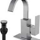 Brushed Nickel Bathroom Faucet with 360 Degree Swivel Spout Waterfall Faucet for Bathroom VanitySingle Hole Bar Sink Faucet with Hose and 6 "Deck Plate