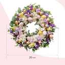 20 Inch Easter Eggs Hydrangea Flower Wreath for Front Door, Spring Summer Lamb Ear Eggs Floral Wreath with Berries for Indoor Outdoor, Easter Home Decor