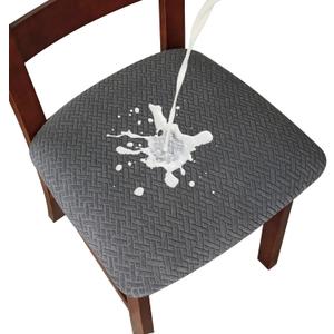 Genina Waterproof Seat Covers for Dining Room Chairs Covers Dining Chair seat Covers Kitchen Chair Covers slipcovers (Dark Gray, 4 Pcs)