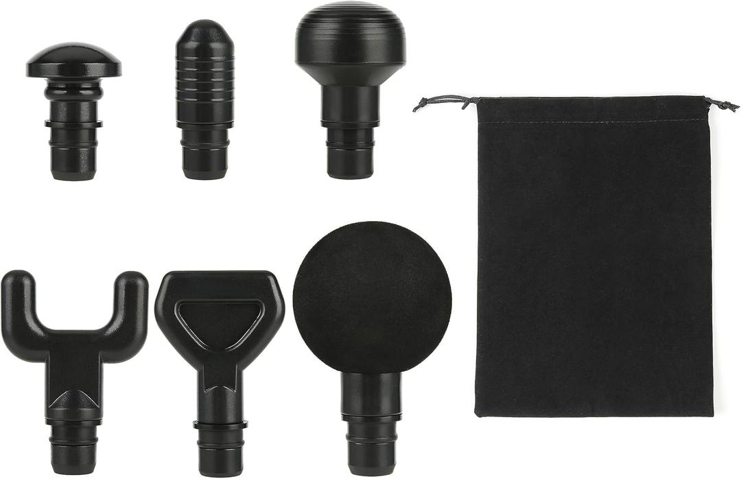 6Pcs Massage Heads with Storage Bag, Replaceable Massager Gun Attachment, Massage Gun Deep Tissue Plug&Play Applicators