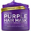 Sunatoria Keratin Purple Hair Mask - Deep Conditioner For Color Treated Locks - Repair & Nourishment Treatment For Bleached, Brassy Hair - Blue Hair Mask, No Yellow Tones - Blonde Hair Purple Toner