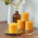 2 x 2 inch Natural Beeswax Pillar Candles Gift Set of 6, Smokeless Dripless Pure Organic Small Beeswax Candle with Natural Scent for Bedroom Study Decoration Travel Blackout Housewarming Gift, Yellow, 6 pack