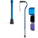 Medline Gel Grip Aluminum Cane with Offset Handle, Adjusts 29–38”, 300 lbs. Capacity, Blue — for Men & Women with Foot & Leg Injuries, Mobility, 1 Ct.