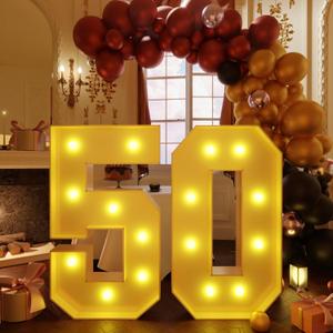imprsv 3FT Block Marquee Numbers, Marquee Light Up Numbers 50th Birthday Decorations for Women, 50th Birthday Women Foam Board Anniversary Party Decorations Arch Kit (DIY)